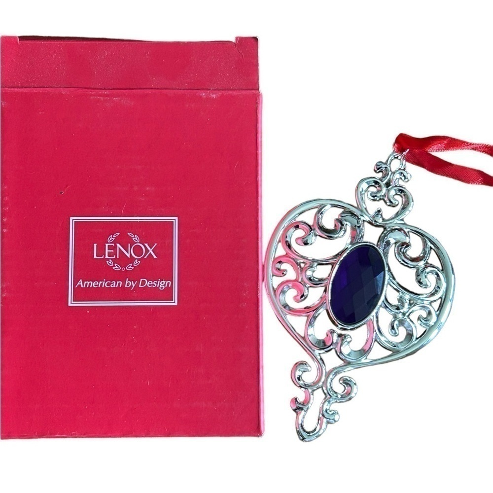 Lenox Silver Plated Bejewled Spire Christmas Tree Ornament In Box
